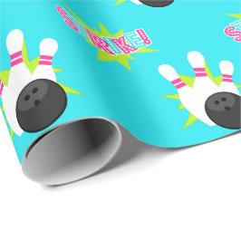 Neon Blue Bowling Wrapping Papper Presentpapper