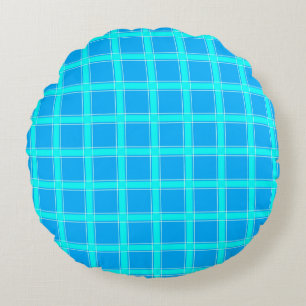Neon Blue bright Kontrollerad mönster Rund Kudde