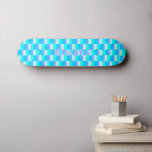 Neon Blue Color Pattern Mini Skateboard Bräda 18,5 Cm<br><div class="desc">Color blocks around bright neon blue and lighter and darker shades of blue. 
This design is a little loud,  but perhaps easier to catch the eye this way.
Add your name,  if you like.</div>