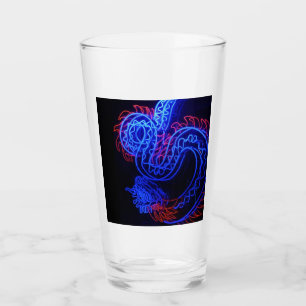Neon Blue Dragon Black Background Bright Glaskopp