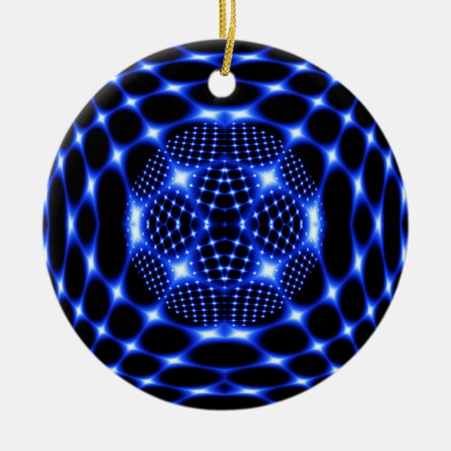Neon Blue glob fractal Julgransprydnad Keramik (Framsidan)