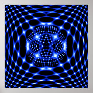 Neon Blue glob fractal Poster