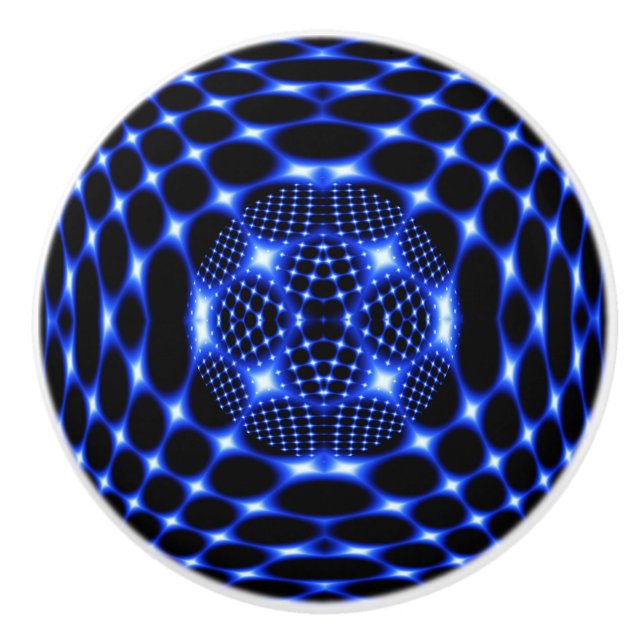Neon blue globe fractal knopp (Framsidan)