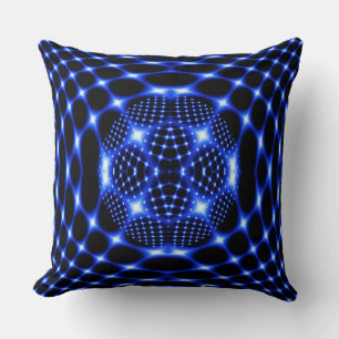 Neon blue globe fractal kudde