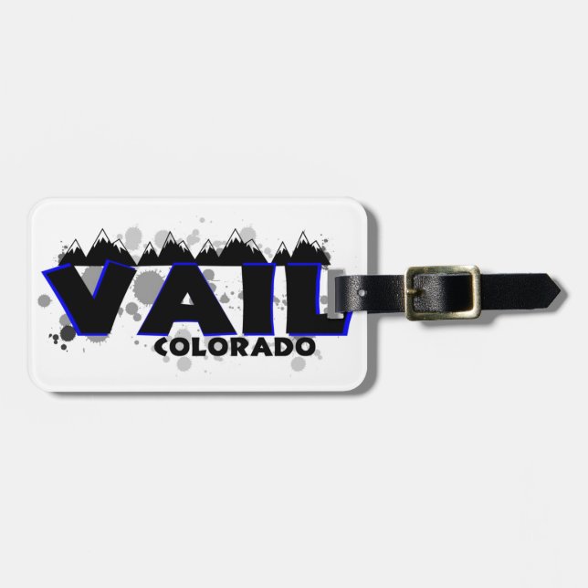Neon blue grunge Vail Colorado Bagagebricka (Horisontell Framsida)