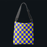 Neon Blue Gult Checkerboard-Vintage Axelväska<br><div class="desc">Neon Blue och Gult Checkerboard | VINTAGE | Klassisk | TRENDIG | SNYGGT | MODE | Minimal</div>