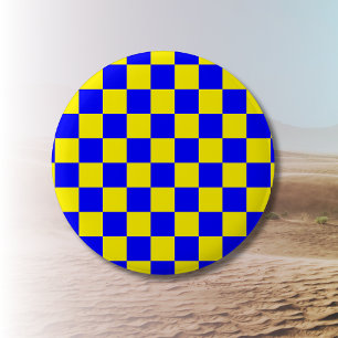 Neon Blue Gult Checkerboard-Vintage Knapp