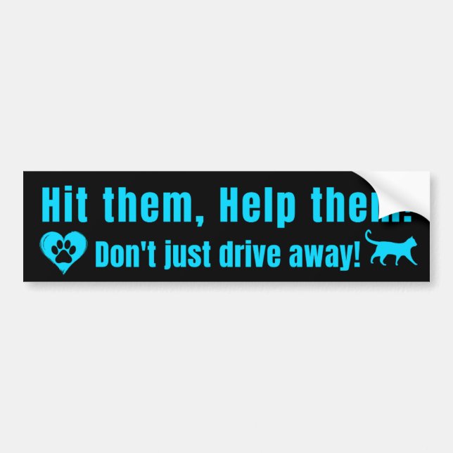 Neon Blue "Hit them, Help them!" Bumper Sticker Bildekal (Framsidan)