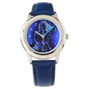 Neon Blue Horse på måndagskväll Armbandsur
