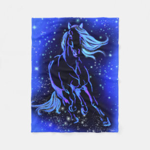 Neon Blue Horse på måndagskväll  Fleecefilt