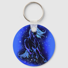 Neon Blue Horse på måndagskväll Nyckelring