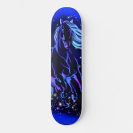 Neon Blue Horse som springer i måndagskväll Mini Skateboard Bräda 18,5 Cm