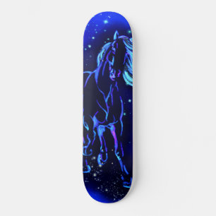 Neon Blue Horse som springer i måndagskväll Mini Skateboard Bräda 18,5 Cm