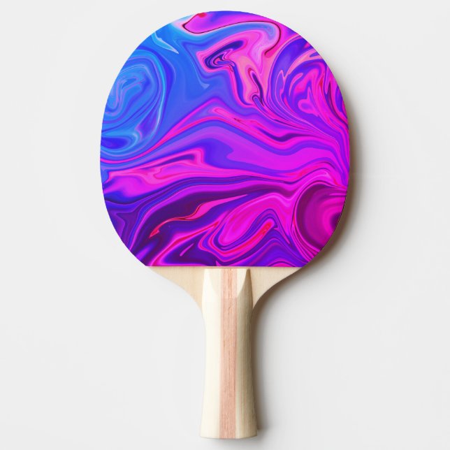 Neon Blue Lila Rosa Abstrakt Mönster Pingisracket (Framsidan)