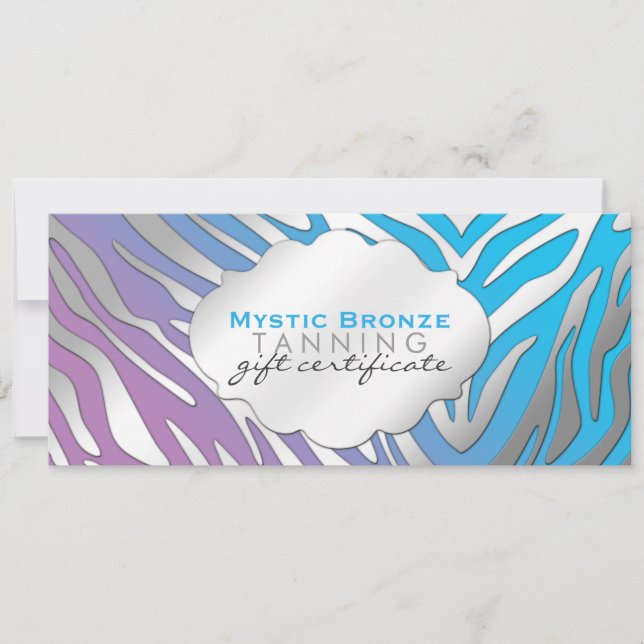 Neon Blue & Lila Zebra tryck Gift-certifikat (Framsida)