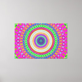 Neon Blue Mandala Circle Stretched Kanvastryck