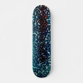 Neon blue mosaic stil över grovt hammat glas mini skateboard bräda 18,5 cm