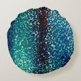 Neon blue mosaic stil över grovt hammat glas rund kudde