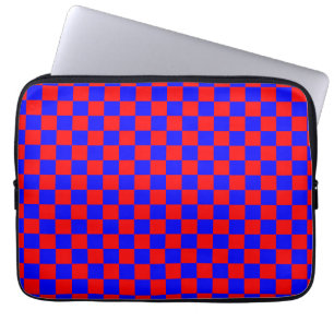 Neon Blue- och Red Checkerboard-Vintage Laptop Fodral