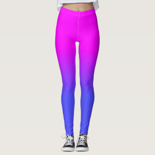 Neon Blue och Shock rosa Ombré Skugga Färg tonad Leggings