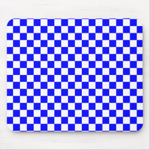 Neon Blue- och White Checkerboard-Vintage Musmatta