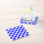 Neon Blue- och White Checkerboard-Vintage Underlägg Papper Kvadrat<br><div class="desc">Neon Blue and White Checkerboard | VINTAGE | Klassisk | TRENDIG | SNYGGT | MODE | Minimal</div>