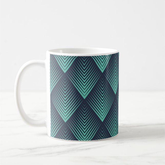 Neon Blue Op-Art Chevron. Kaffemugg (Vänster)