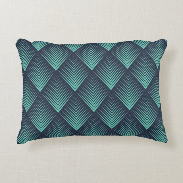 Neon Blue Op-Art Chevron. Prydnadskudde (Framsidan)