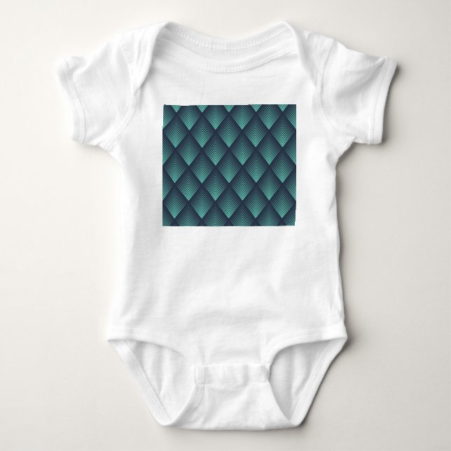 Neon Blue Op-Art Chevron. T Shirt (Framsida)