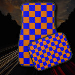 Neon Blue Orange Checkerboard-Vintage Bilmatta<br><div class="desc">Neon Blue och Orange Checkerboard | VINTAGE | Klassisk | TRENDIG | SNYGGT | MODE | Minimal</div>