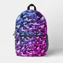 Neon Blue Pink Camo Pattern