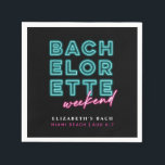 Neon Blue & Rosa Bachelorette Helg Pappersservett<br><div class="desc">Den här skarpa och roligt nyblå och rosa designen är redo att anpassa för en bachparty!</div>