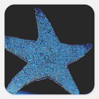 Neon Blue Sea Star Fyrkantigt Klistermärke