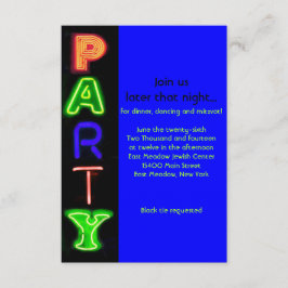 NEON BLUE-SIGNER Pub Bat mitzvah Party-kort Inbjudningar