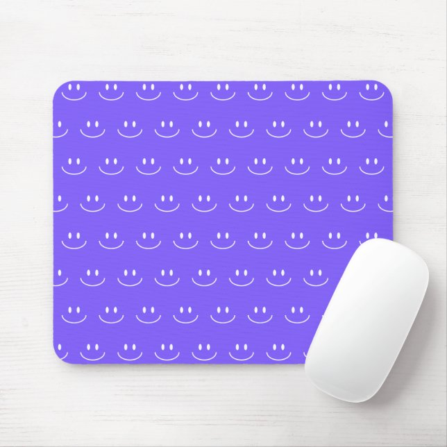 Neon Blue Smile Mönster Mouse Pad Musmatta (Med mus)
