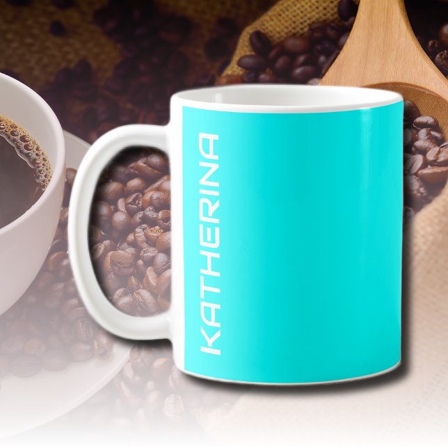 Neon Blue Solid Färg | Klassisk Personlig Kaffemugg (Skapare uppladdad)
