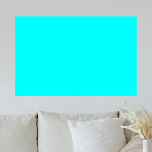 Neon Blue Solid Färg Klassisk Poster