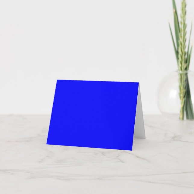 Neon Blue Solid Färg Tack Kort (Framsida)