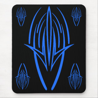 Neon Blue Tribal Design på Black Mousepad Musmatta