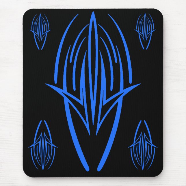 Neon Blue Tribal Design på Black Mousepad Musmatta (Framsidan)