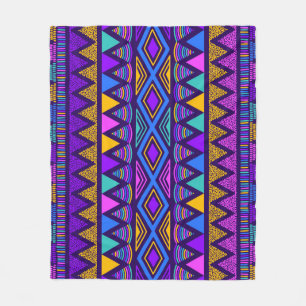 Neon Blue: Tribal Navajo Mönster Fleecefilt