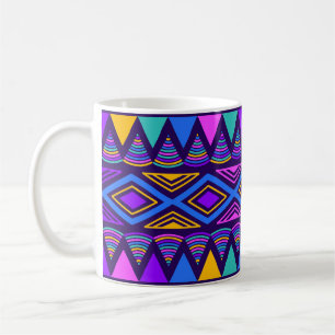 Neon Blue: Tribal Navajo Mönster Kaffemugg