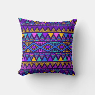 Neon Blue: Tribal Navajo Mönster Kudde