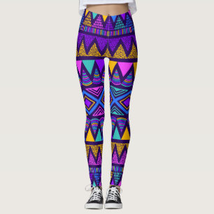 Neon Blue: Tribal Navajo Mönster Leggings