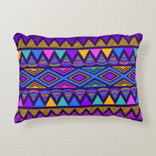 Neon Blue: Tribal Navajo Mönster Prydnadskudde