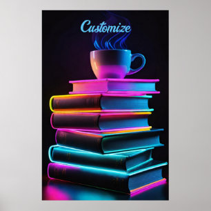 Neon Bokar och kaffe 2 Poster