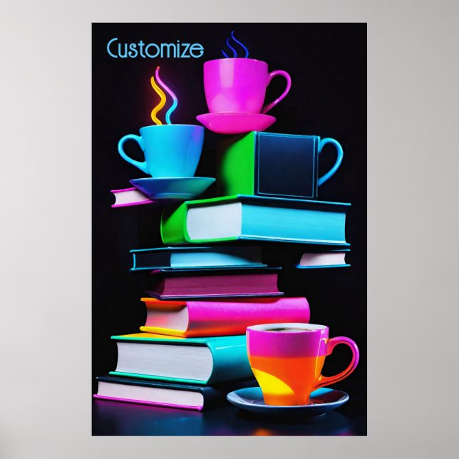 Neon Bokar och kaffe 3 Poster (Framsidan)