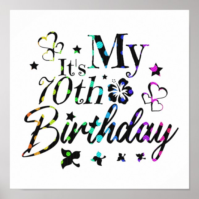 neon bokeh textured it's my 70th birthday poster (Framsidan)