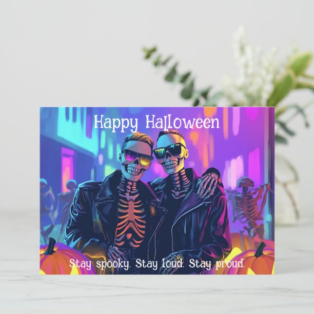 🌈🎃Neon Bone Babes-kort Inbjudningar (Stående Fram)