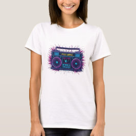 Neon boombox-retrovågsdesign t shirt